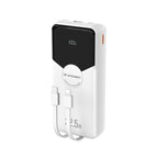 Wozinsky WFC-15W 20000mAh 22.5W PD20W PowerBank su integruotais Lightning ir USB-C kabeliais – Baltas -- Powerbanks