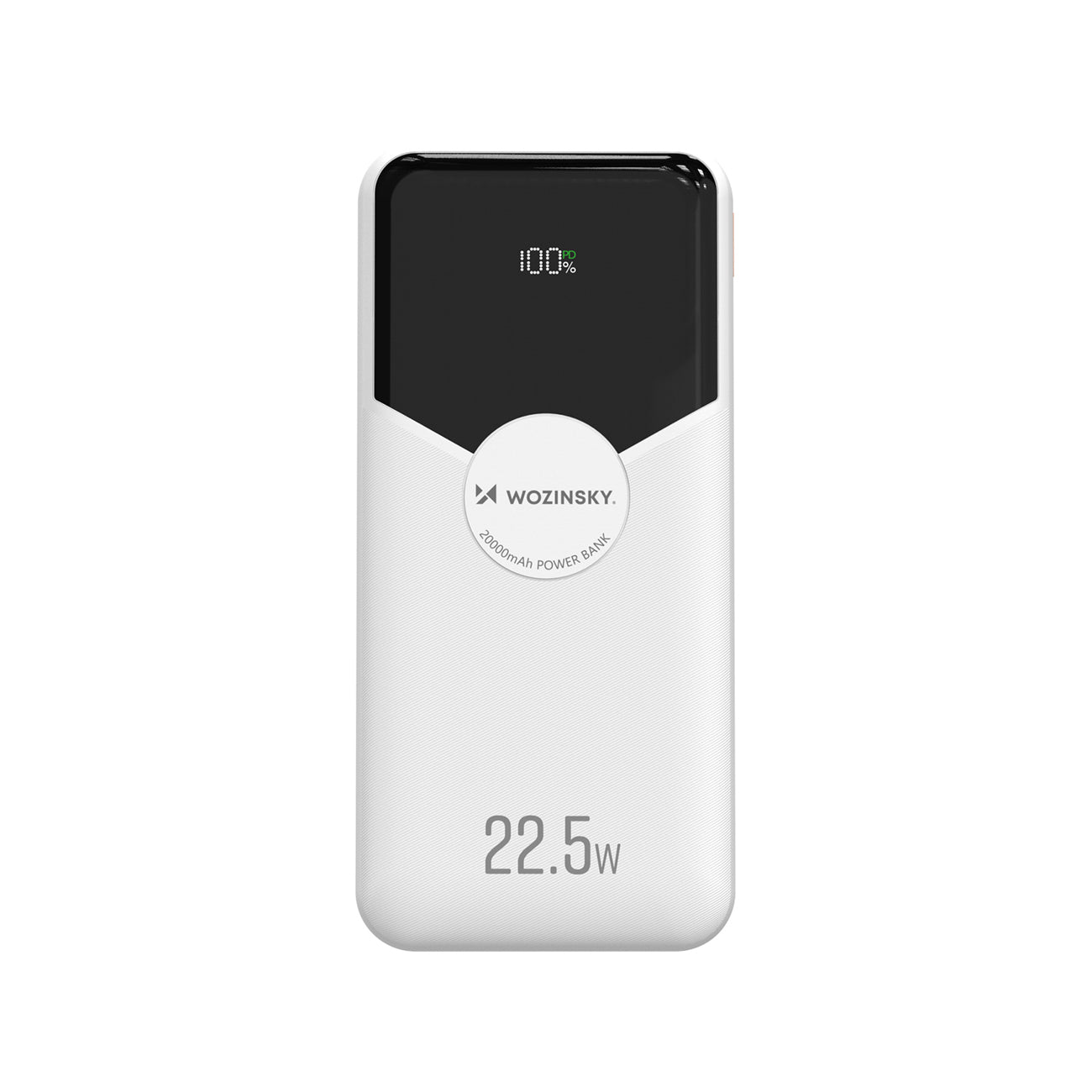 Wozinsky WFC-15W 20000mAh 22.5W PD20W PowerBank su integruotais Lightning ir USB-C kabeliais – Baltas -- Powerbanks