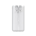 Wozinsky WFC-15W 20000mAh 22.5W PD20W PowerBank su integruotais Lightning ir USB-C kabeliais – Baltas -- Powerbanks