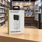 Wozinsky WFC-15W 20000mAh 22.5W PD20W PowerBank su integruotais Lightning ir USB-C kabeliais – Baltas -- Powerbanks
