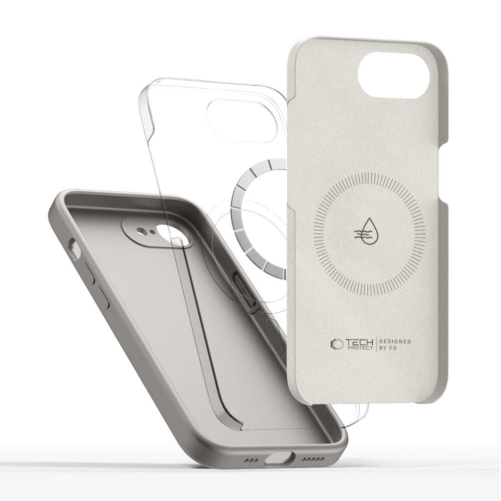 Tech-Protect Silikoninis MagSafe Dėklas, skirtas iPhone 16e / 17e - pilkas -- iPhone 16e / iPhone 17e