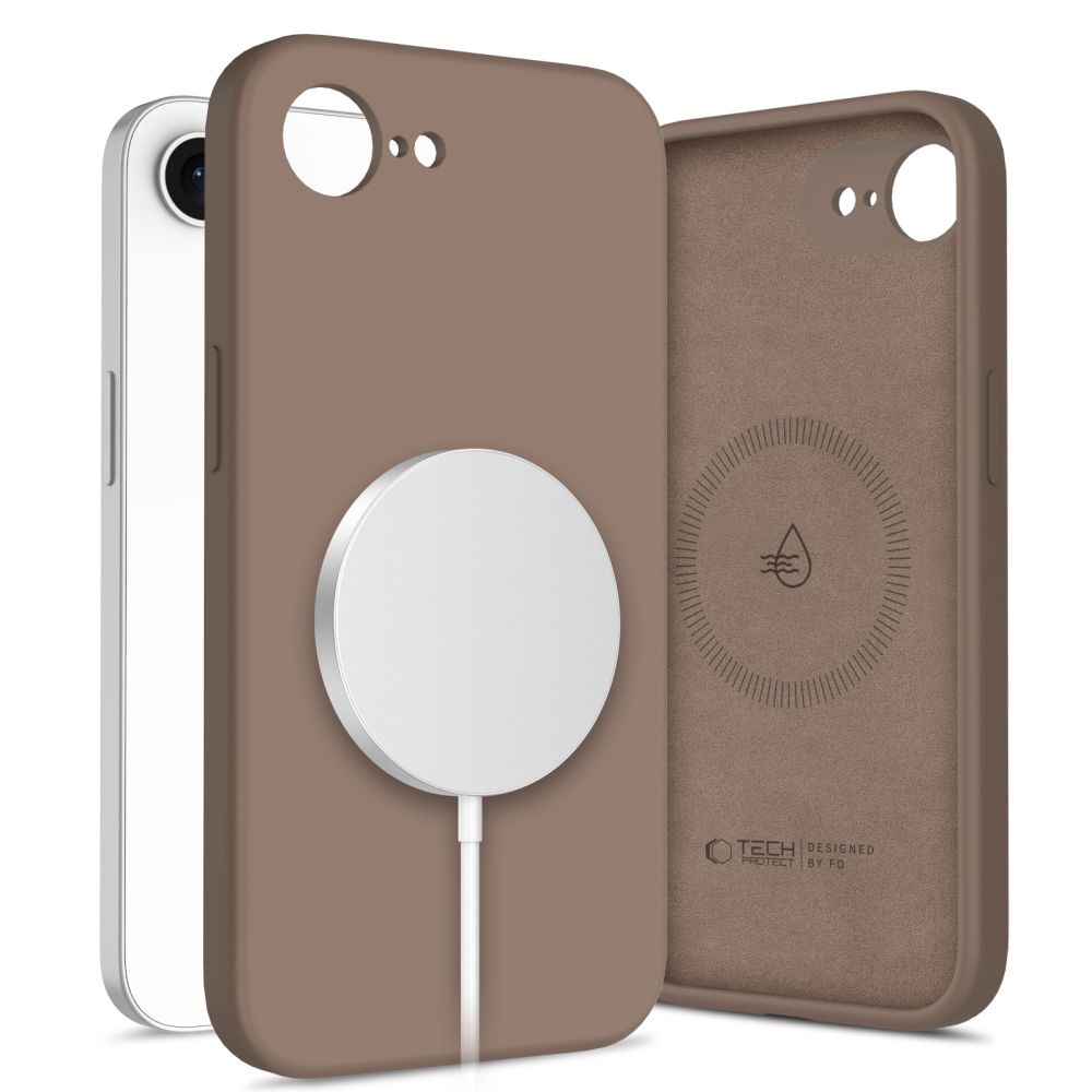 Tech-Protect Silikonas MagSafe Dėklas, skirtas iPhone 16e / 17e - ruda -- iPhone 16e / iPhone 17e