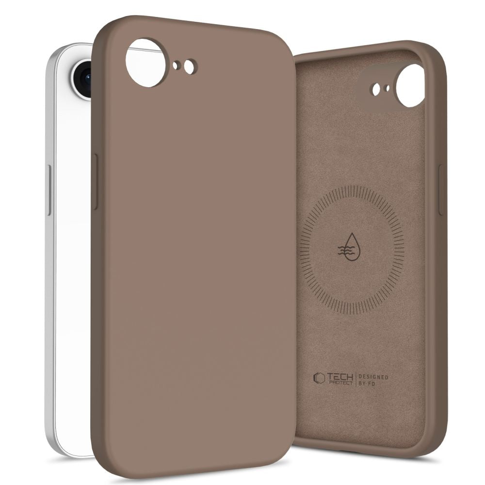 Tech-Protect Silikonas MagSafe Dėklas, skirtas iPhone 16e / 17e - ruda -- iPhone 16e / iPhone 17e
