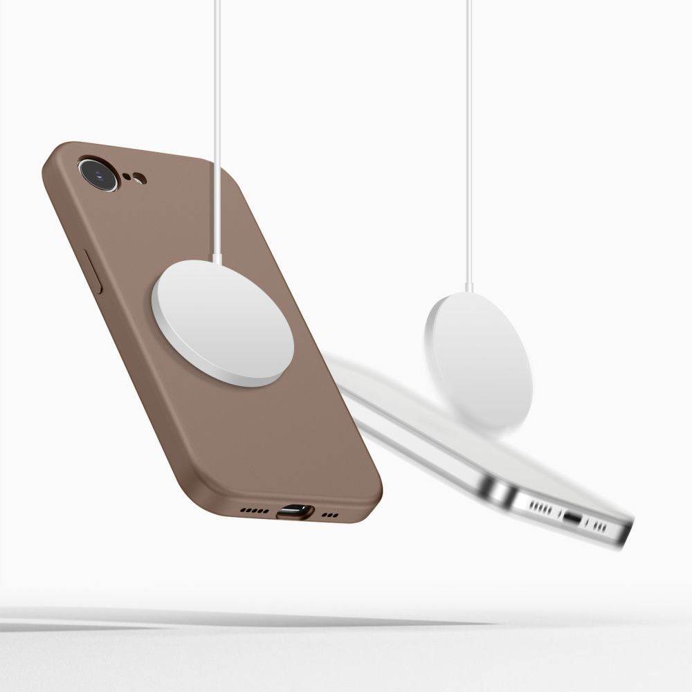 Tech-Protect Silikonas MagSafe Dėklas, skirtas iPhone 16e / 17e - ruda -- iPhone 16e / iPhone 17e