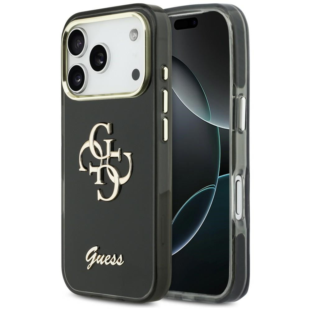 Guess IML 4G Script Metalinis dėklas, skirtas iPhone 17 Pro - black