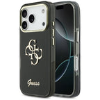 Guess IML 4G Script Metalinis dėklas, skirtas iPhone 17 Pro - black