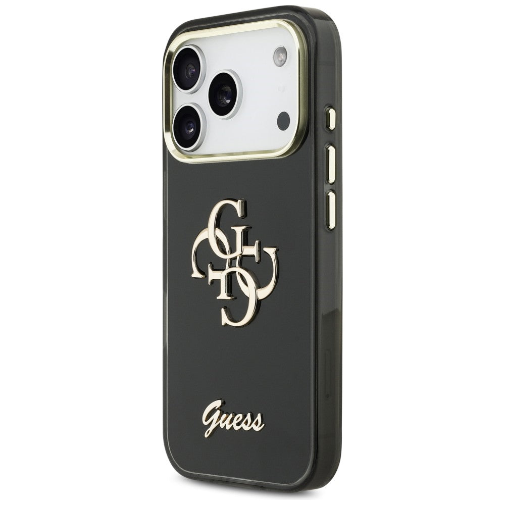 Guess IML 4G Script Metalinis dėklas, skirtas iPhone 17 Pro - black