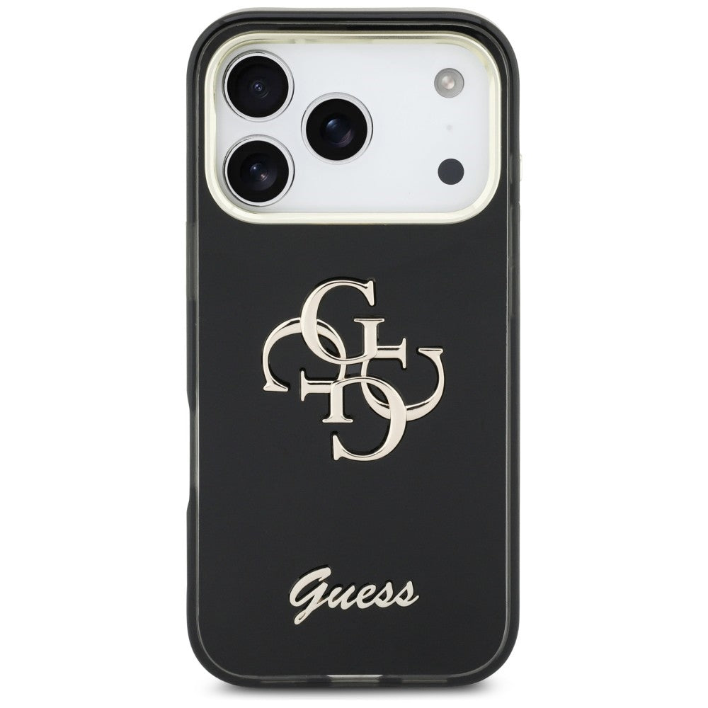 Guess IML 4G Script Metalinis dėklas, skirtas iPhone 17 Pro - black