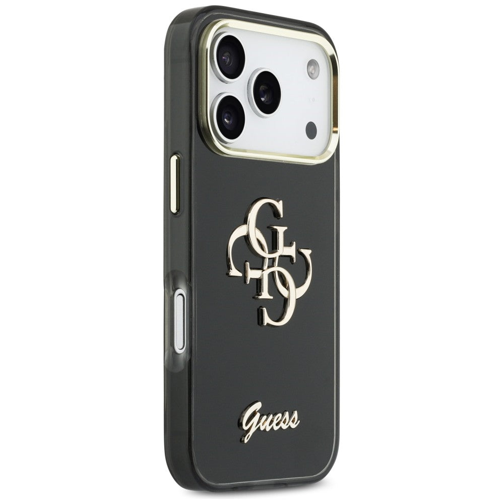 Guess IML 4G Script Metalinis dėklas, skirtas iPhone 17 Pro - black
