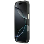 Guess IML 4G Script Metalinis dėklas, skirtas iPhone 17 Pro - black