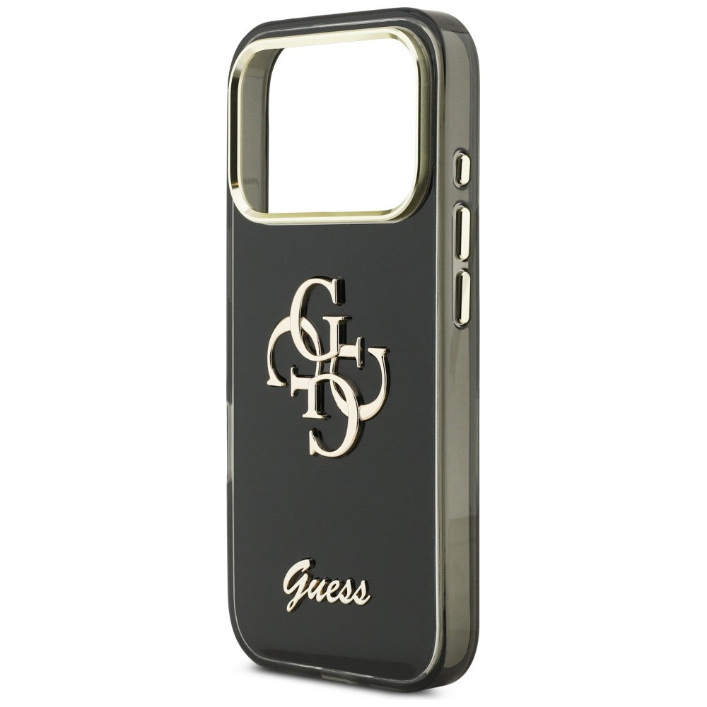 Guess IML 4G Script Metalinis dėklas, skirtas iPhone 17 Pro - black
