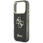 Guess IML 4G Script Metalinis dėklas, skirtas iPhone 17 Pro - black