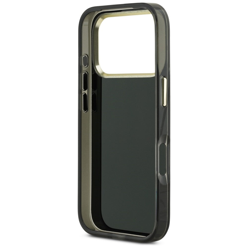 Guess IML 4G Script Metalinis dėklas, skirtas iPhone 17 Pro - black