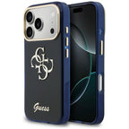 Guess IML 4G Script metalinis dėklas, skirtas iPhone 17 Pro - Blue