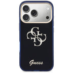 Guess IML 4G Script metalinis dėklas, skirtas iPhone 17 Pro - Blue