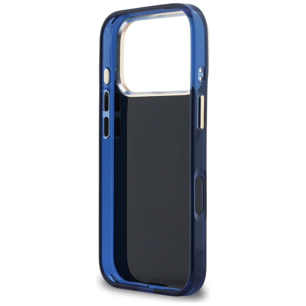 Guess IML 4G Script metalinis dėklas, skirtas iPhone 17 Pro - Blue