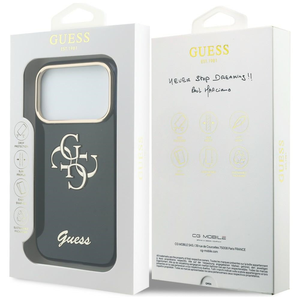 Guess IML 4G Script metalinis dėklas, skirtas iPhone 17 Pro - Blue