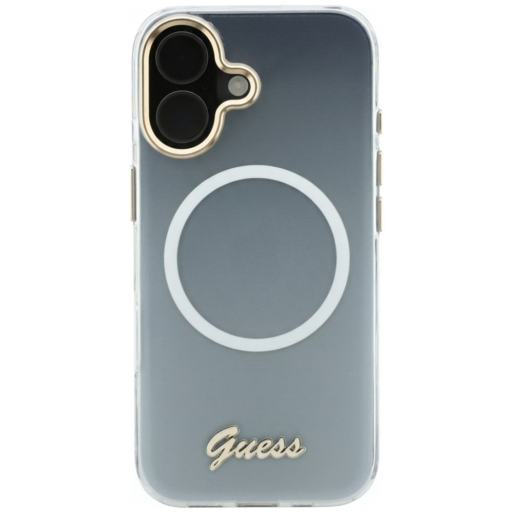 Guess IML Gradient Script Metal MagSafe Dėklas, skirtas iPhone 17 - White
