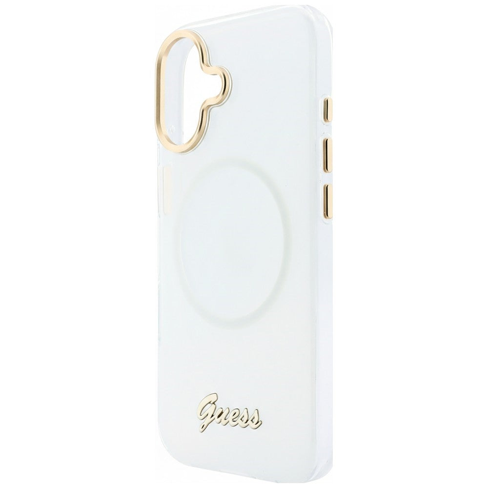 Guess IML Gradient Script Metal MagSafe Dėklas, skirtas iPhone 17 - White