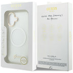 Guess IML Gradient Script Metal MagSafe Dėklas, skirtas iPhone 17 - White