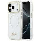 Guess IML Gradient Script Metal MagSafe Dėklas, skirtas iPhone 17 Pro - White