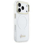 Guess IML Gradient Script Metal MagSafe Dėklas, skirtas iPhone 17 Pro - White