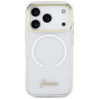 Guess IML Gradient Script Metal MagSafe Dėklas, skirtas iPhone 17 Pro Max - White