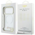 Guess IML Gradient Script Metal MagSafe Dėklas, skirtas iPhone 17 Pro Max - White