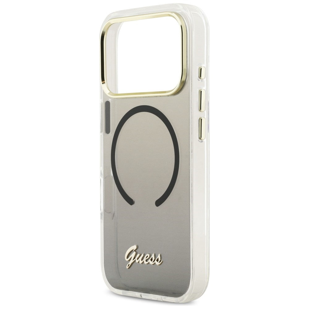 Guess IML Gradient Script Metal MagSafe Dėklas, skirtas iPhone 17 Pro Max - Black