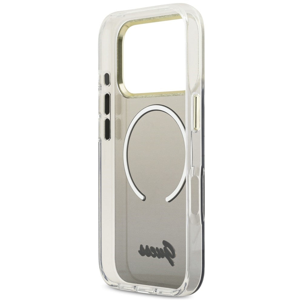 Guess IML Gradient Script Metal MagSafe Dėklas, skirtas iPhone 17 Pro Max - Black