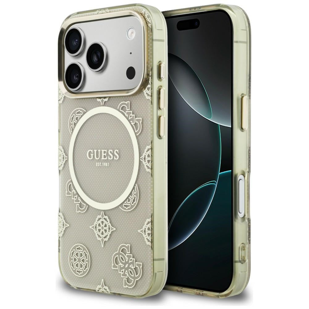 Guess IML Bijūnų taškas MagSafe Dėklas, skirtas iPhone 17 Pro - Beige