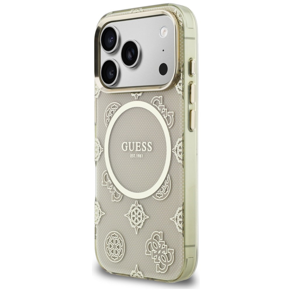 Guess IML Bijūnų taškas MagSafe Dėklas, skirtas iPhone 17 Pro - Beige