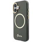 Guess IML Script Metal MagSafe Dėklas, skirtas iPhone 17 - Black