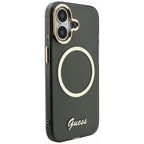 Guess IML Script Metal MagSafe Dėklas, skirtas iPhone 17 - Black