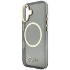 Guess IML Script Metal MagSafe Dėklas, skirtas iPhone 17 - Black