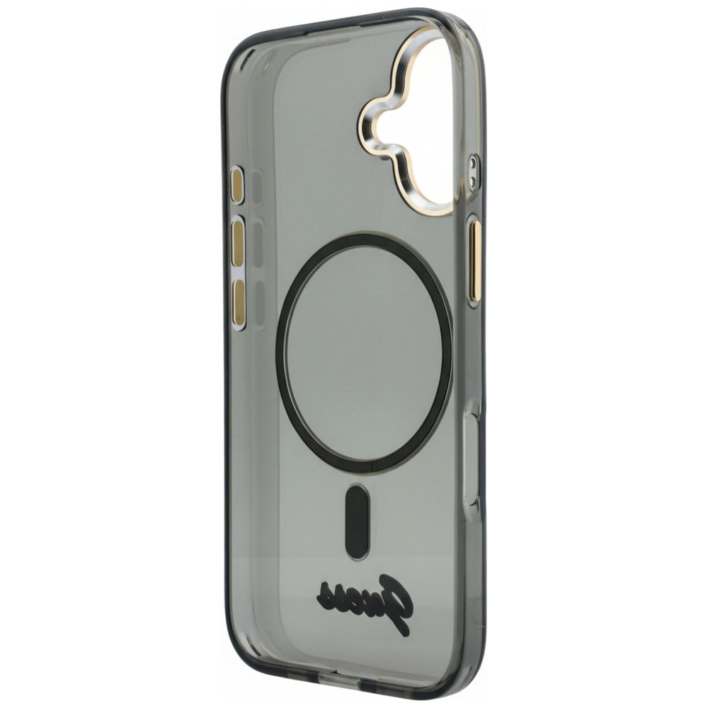 Guess IML Script Metal MagSafe Dėklas, skirtas iPhone 17 - Black