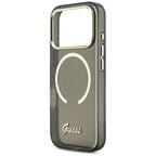 Guess IML Script Metal MagSafe Dėklas, skirtas iPhone 17 Pro - Black