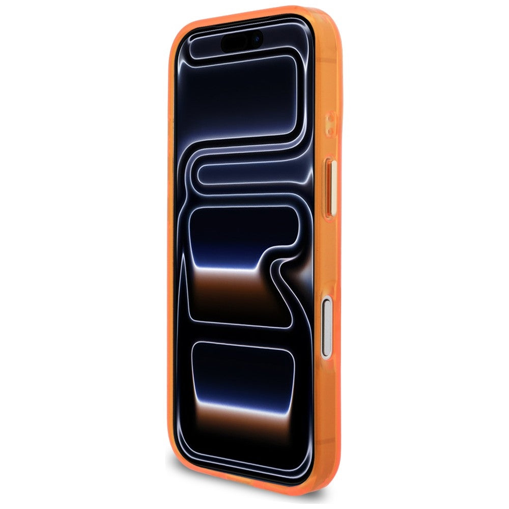 Guess IML Script Metal MagSafe Dėklas, skirtas iPhone 17 Pro Max - Orange