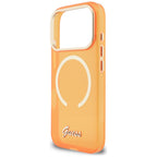 Guess IML Script Metal MagSafe Dėklas, skirtas iPhone 17 Pro Max - Orange