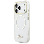 Guess IML Script Metal MagSafe Dėklas, skirtas iPhone 17 Pro - Aiškus
