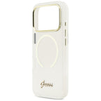 Guess IML Script Metal MagSafe Dėklas, skirtas iPhone 17 Pro - Aiškus