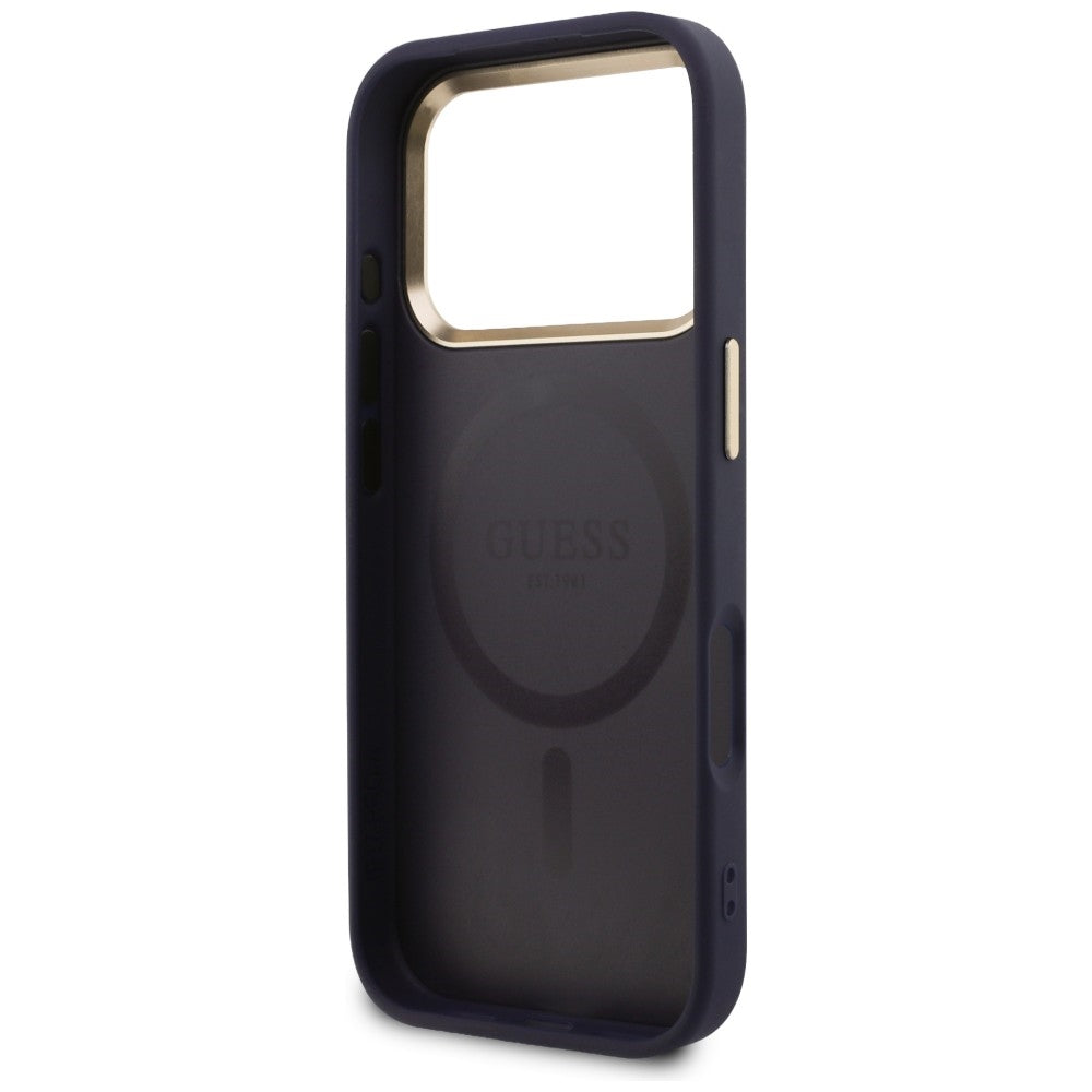 Guess Bijūnų karštas antspaudas MagSafe Dėklas, skirtas iPhone 17 Pro - Blue