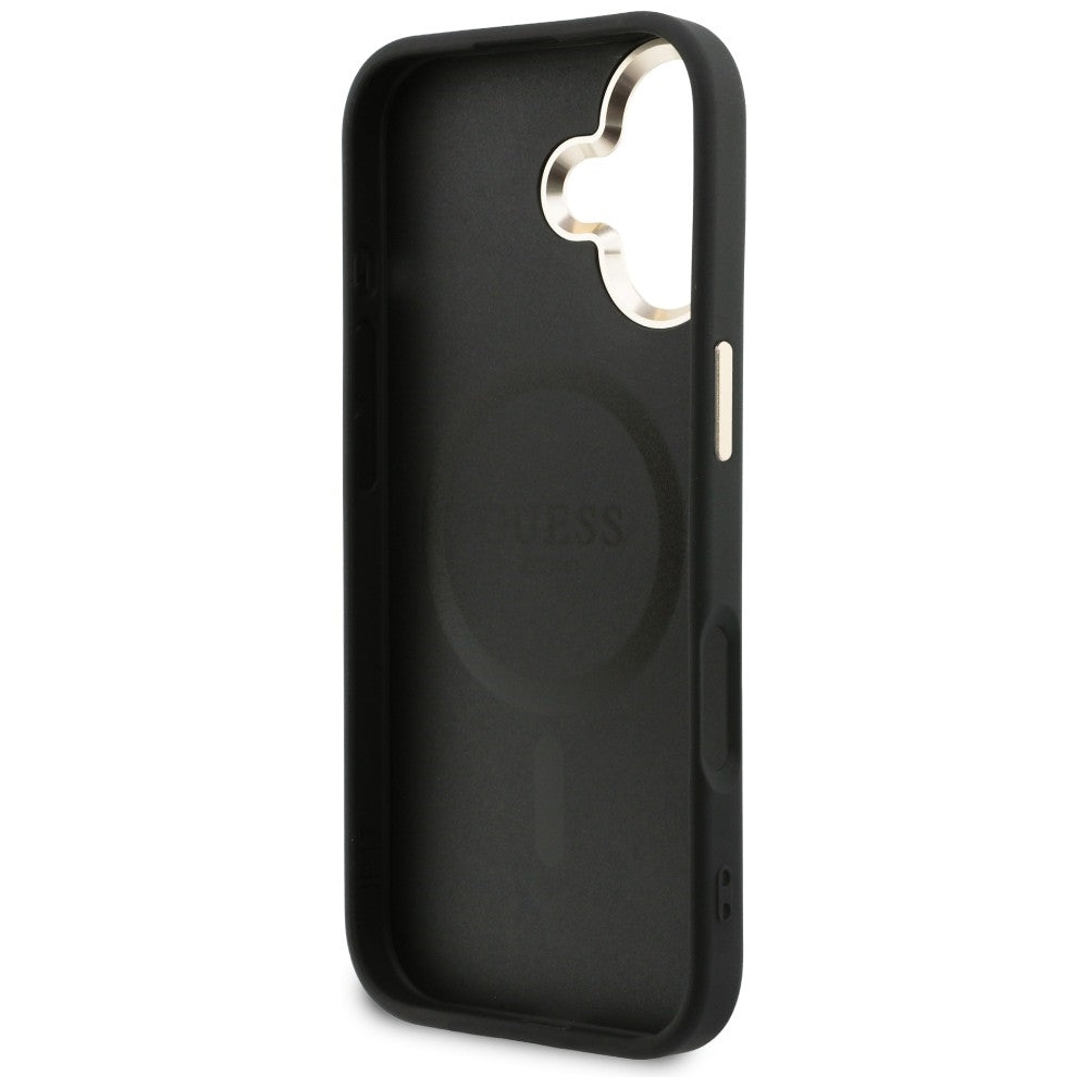 Guess Perforuotas 4G MagSafe dėklas, skirtas iPhone 17 - black