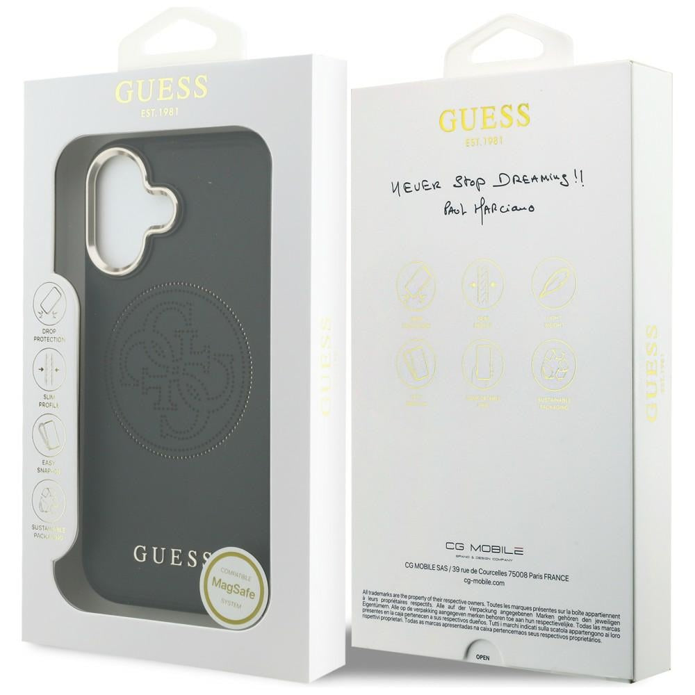 Guess Perforuotas 4G MagSafe dėklas, skirtas iPhone 17 - black