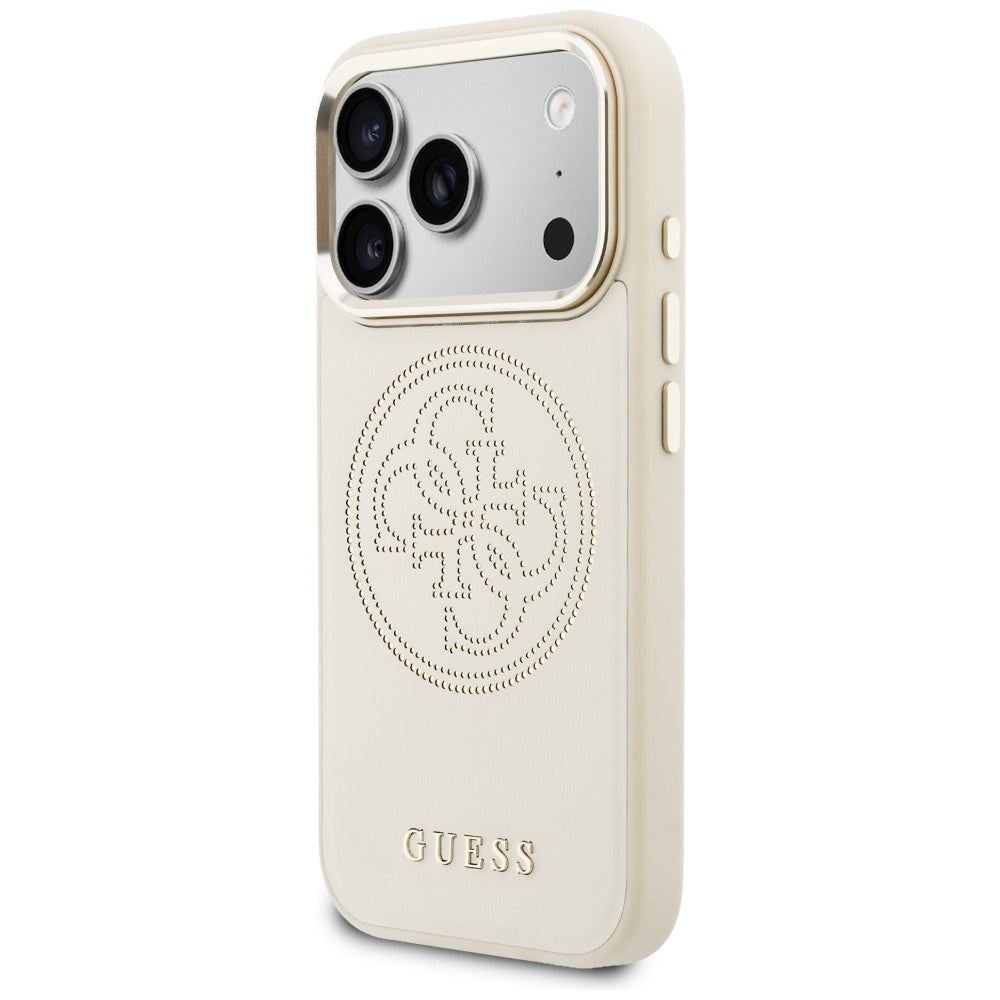 Guess Perforuotas 4G MagSafe Dėklas, skirtas iPhone 17 Pro - Beige