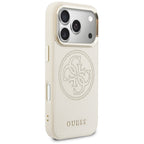 Guess Perforuotas 4G MagSafe Dėklas, skirtas iPhone 17 Pro - Beige