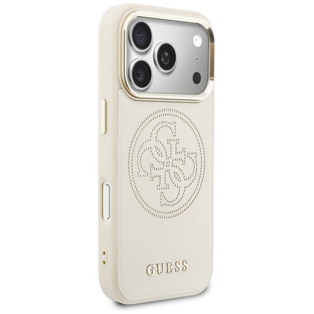 Guess Perforuotas 4G MagSafe Dėklas, skirtas iPhone 17 Pro - Beige