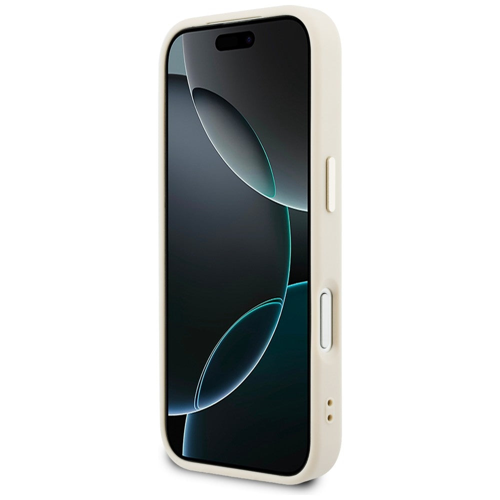 Guess Perforuotas 4G MagSafe Dėklas, skirtas iPhone 17 Pro - Beige
