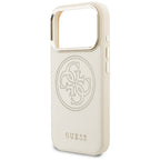Guess Perforuotas 4G MagSafe Dėklas, skirtas iPhone 17 Pro - Beige