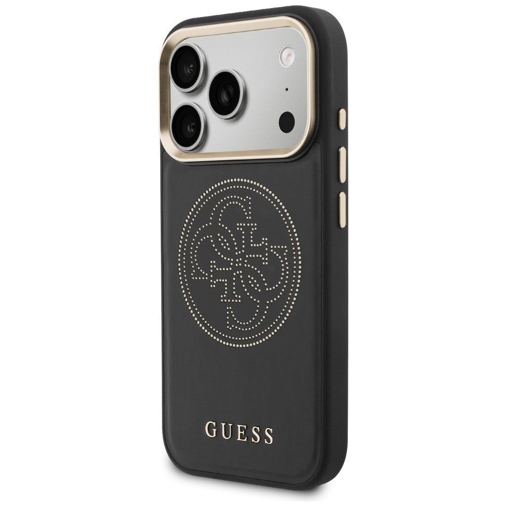 Guess Perforuotas 4G MagSafe dėklas, skirtas iPhone 17 Pro - black
